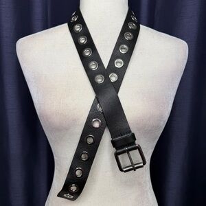 Y2K Leather Oversized Grommet Belt